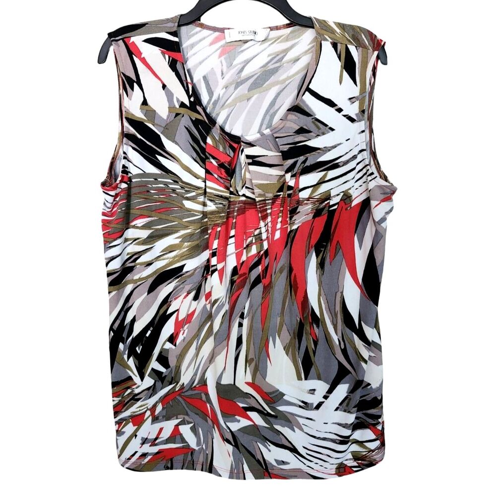 Jones Studio Separates Abstract Geometric Print Tank Top 1X Red Black Office